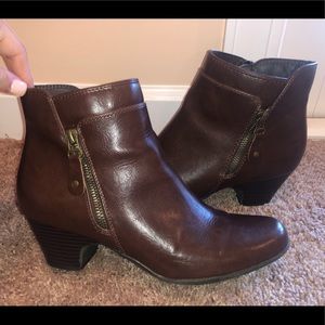 Brown low cut leather booties